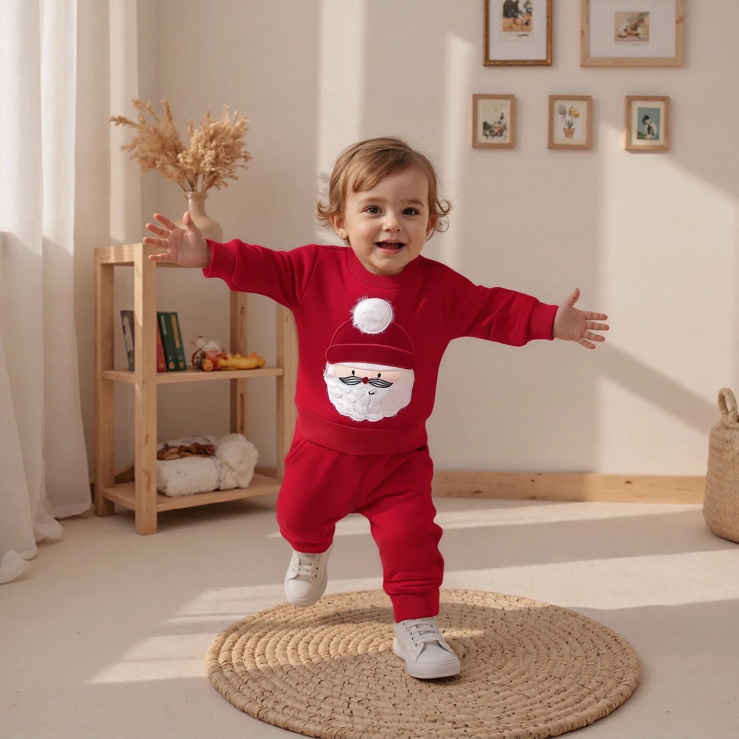 Infant Baby Boys Christmas 2-Piece Clothing Set - Santa Claus Embroidery Top & Pants (0-3Y)