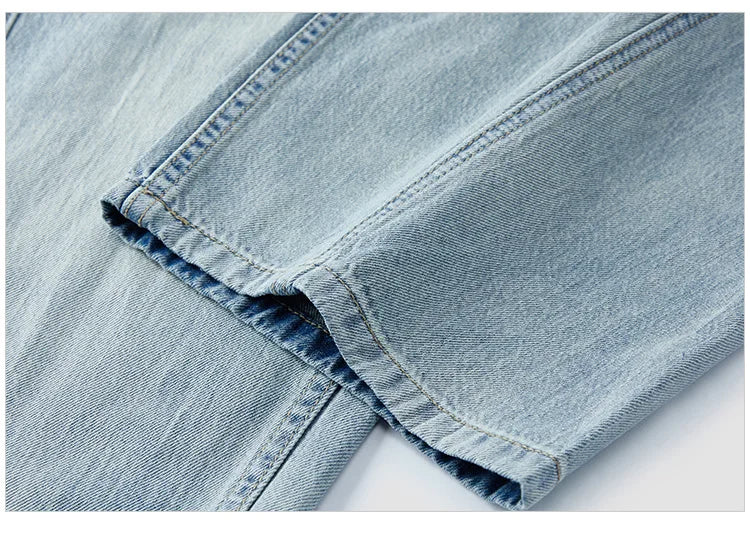 Women's Vintage Cotton Wide Leg Jeans - Curved Hem Retro Style