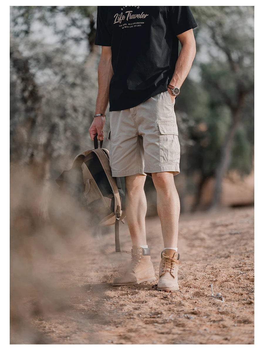 Men's Loose Cargo 320gsm Lightweight Outdoor Vintage 100% Cotton Shorts