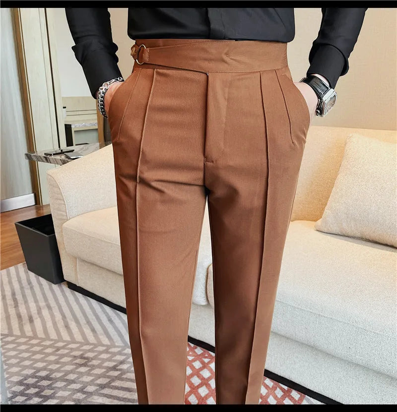 Men's British Style Slim Fit Smart Casual Trousers