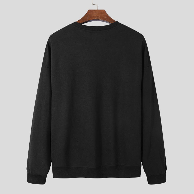 Men's Round Neck Long Sleeve Irregular T-Shirt S-5XL