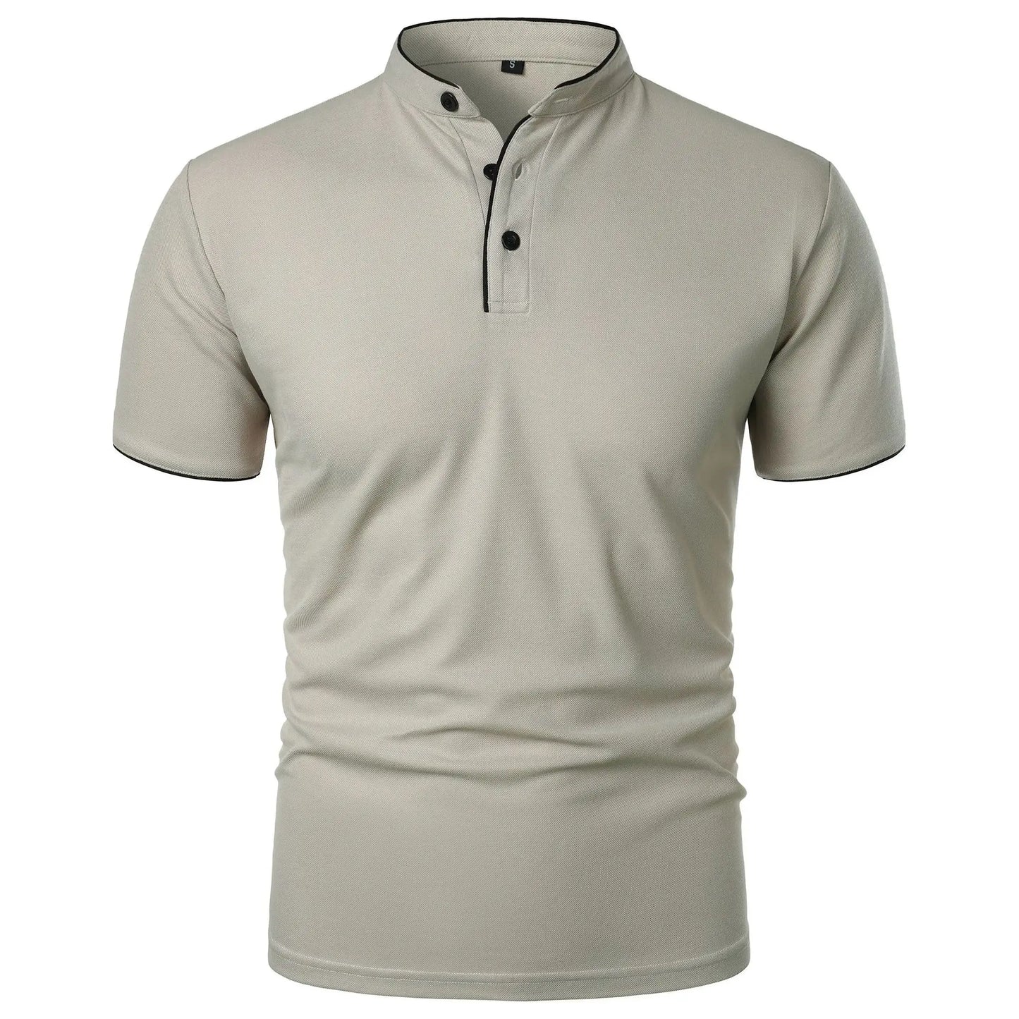 Men's Summer Short Sleeve Stand Collar Smart Casual Slim Fit Lightweight T-Shirt