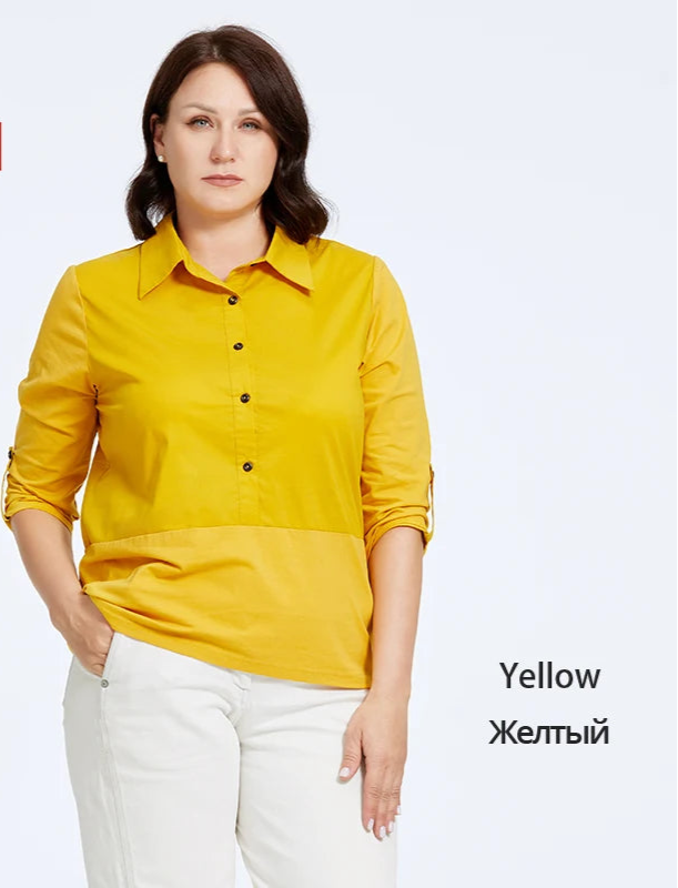 Women's Blouses Elegant Lapel Stitching Plus Size Shirt