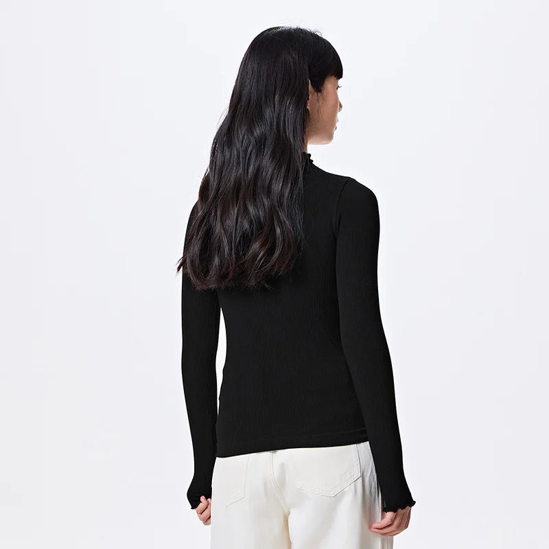 Women's Seamless Thermal Base Top - Half Turtleneck Slim Fit Undershirt