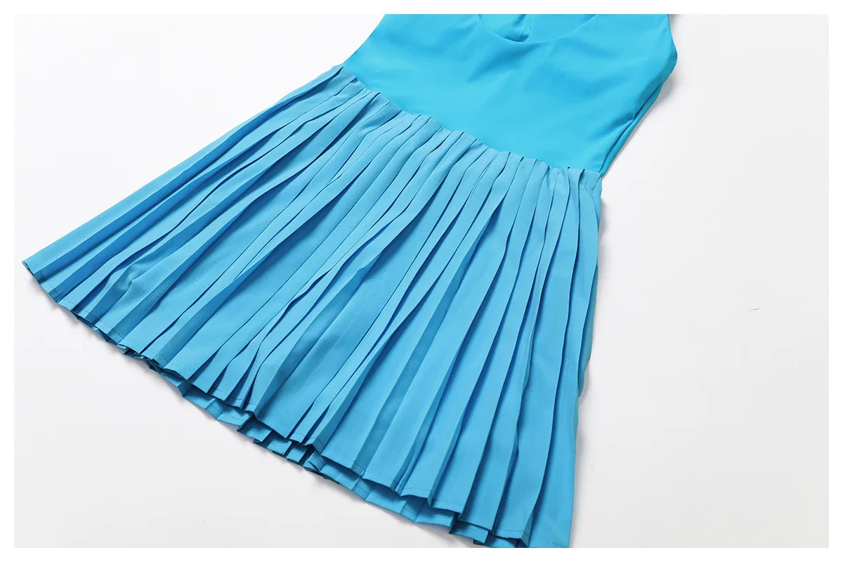 Tennis Skirt with Inner Lining - Pleated Golf Workout Dress with Pockets