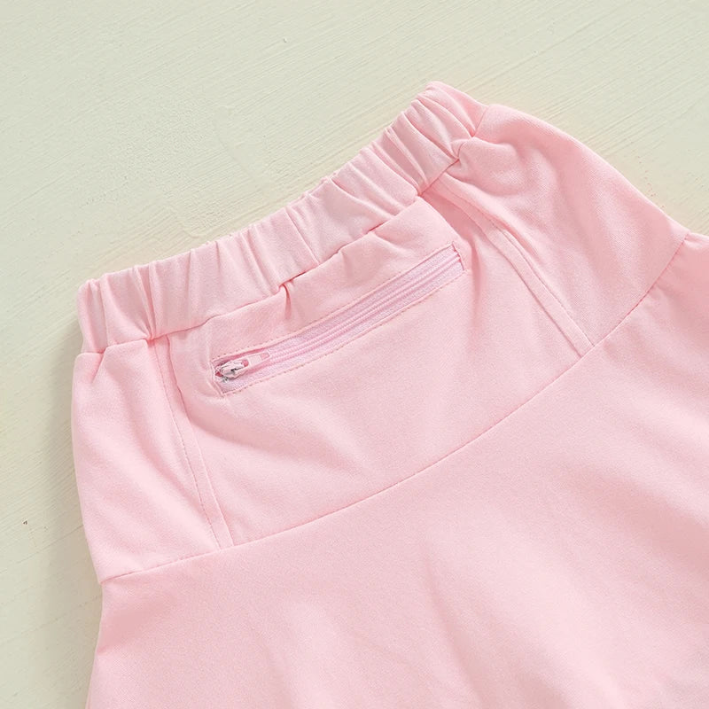 Girls' Ruffled A-Line Skirt - Solid Colour Elastic Waist Mini Skirt