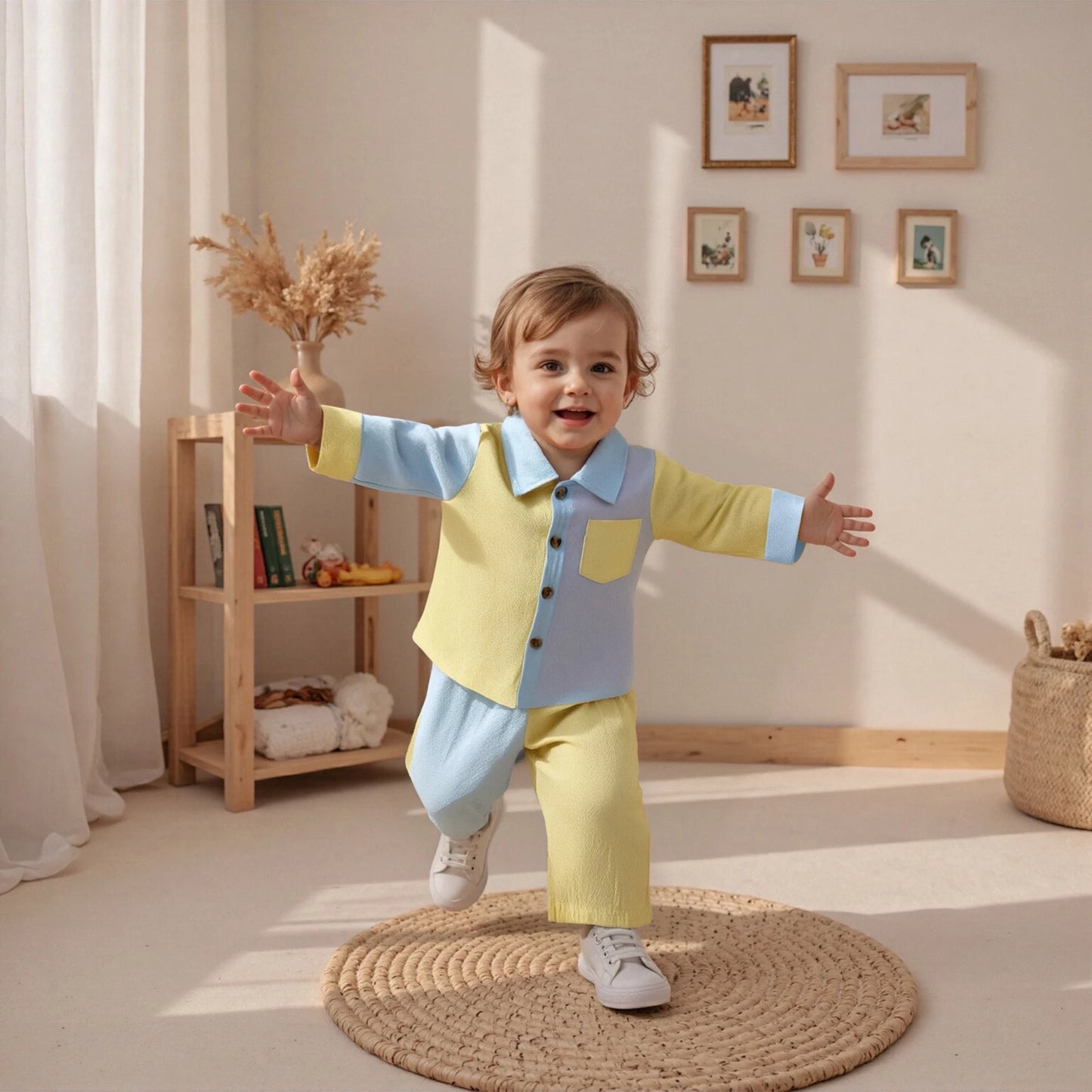 Boys Contrast Colour Shirt & Pants Set (0-4Y)
