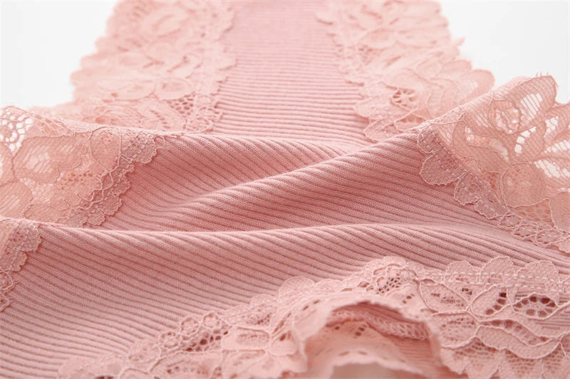 2PCS Women's Cotton Underwear - Lace Floral Low Rise Comfortable Lingerie