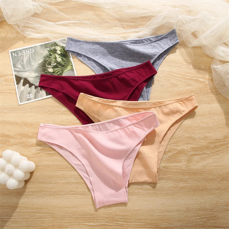 7Pcs/Set Women's Cotton Panties Plus Size Underwear - Low Waist Briefs Breathable Lingerie