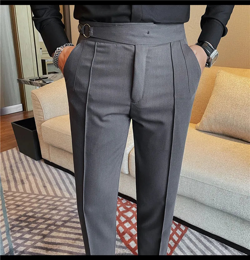 Men's British Style Slim Fit Smart Casual Trousers