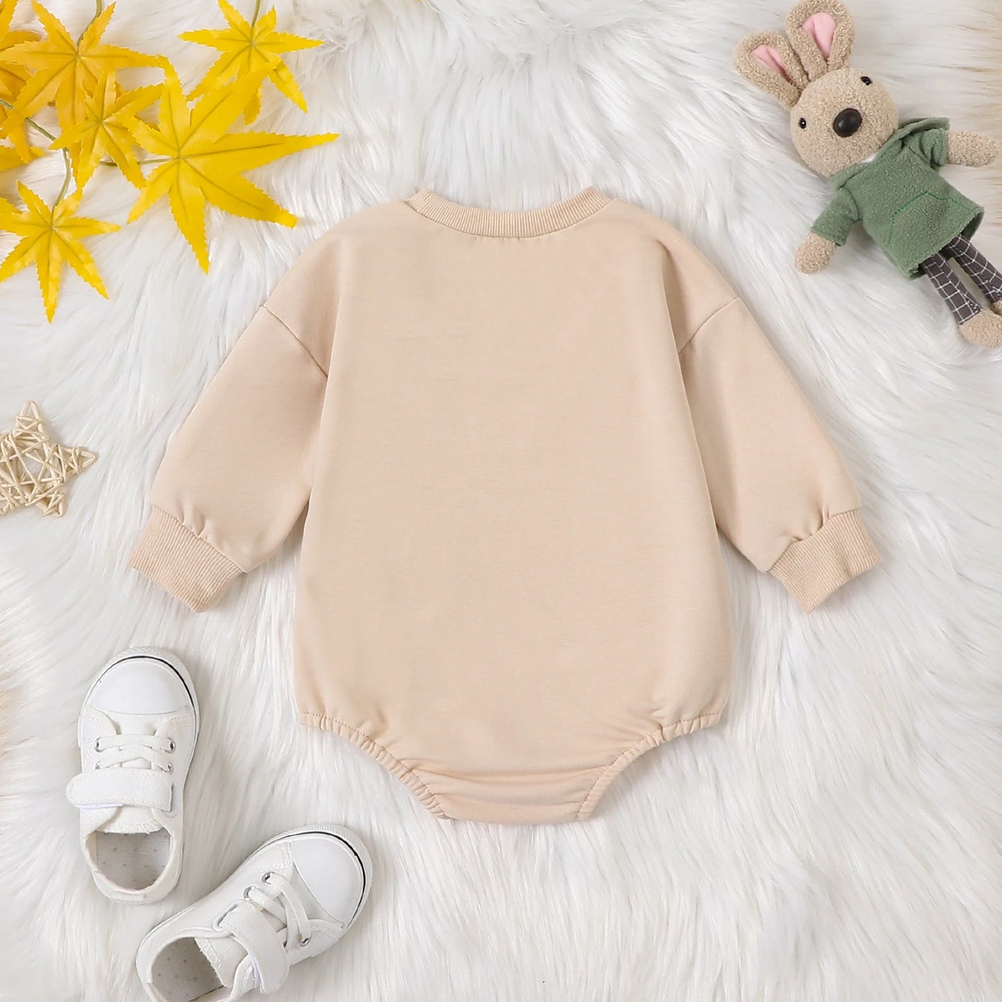0-5Y Baby Boys Girls Sweatshirts/ Babygrow Rompers Bunny Embroidery Long Sleeve Jumpsuit