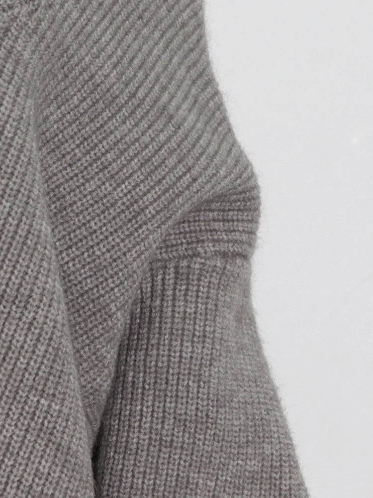 Women's Patchwork V Neck Long Sleeve Loose Straight Knitting Pullover Sweater Shirt Dress
