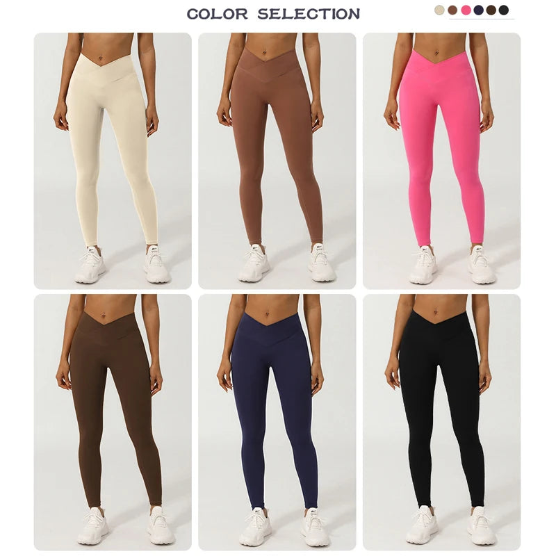 Women's Sports Leggings Buttery Soft V-Shaped High Waist Yoga Pants Breathable Quick Dry Running Tights Workout Sportswear