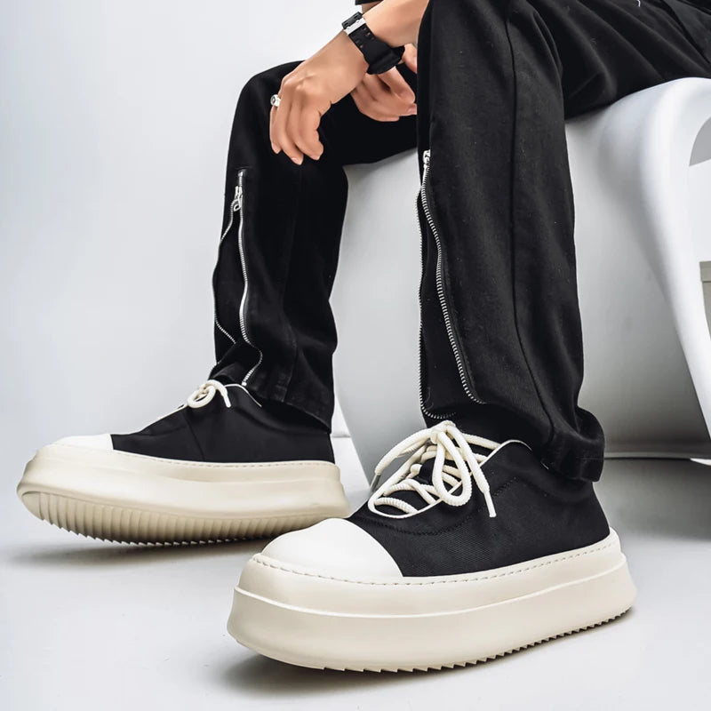 Men's Casual Platform Sports Lace Up Canvas Sneakers
