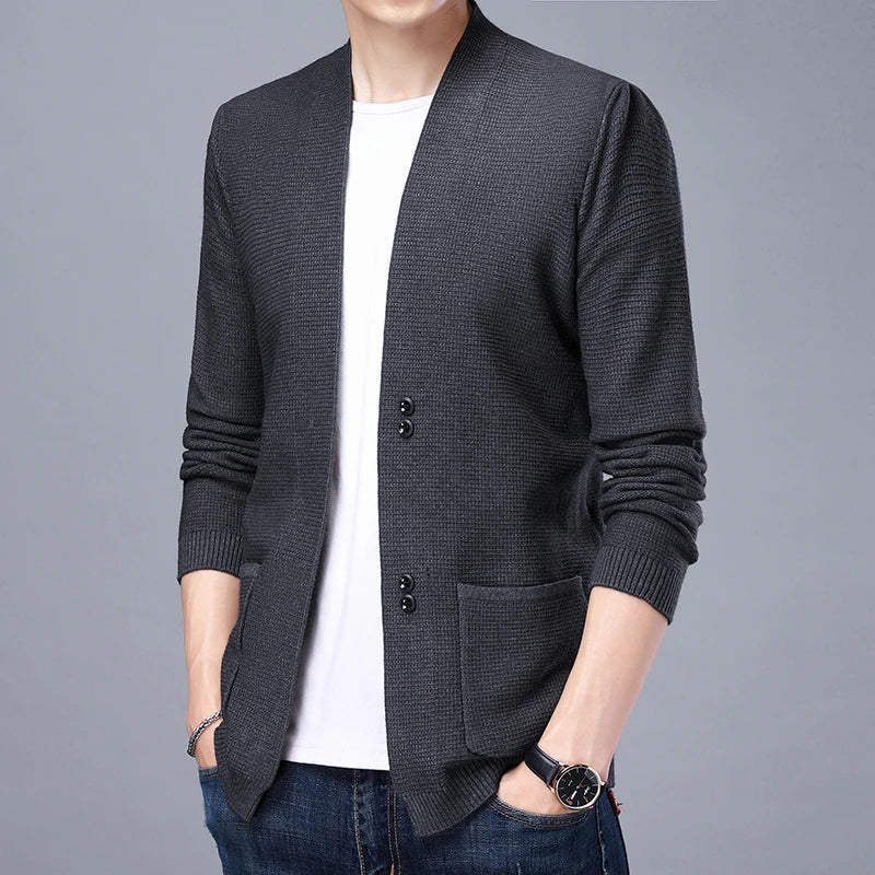Men's V Neck Casual Knit Cardigan Sweater