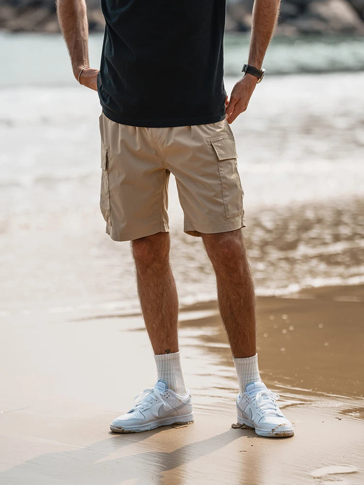 Men's Oversize Lightweight 190g Quick Dry Fabric Cargo Drawstring Shorts
