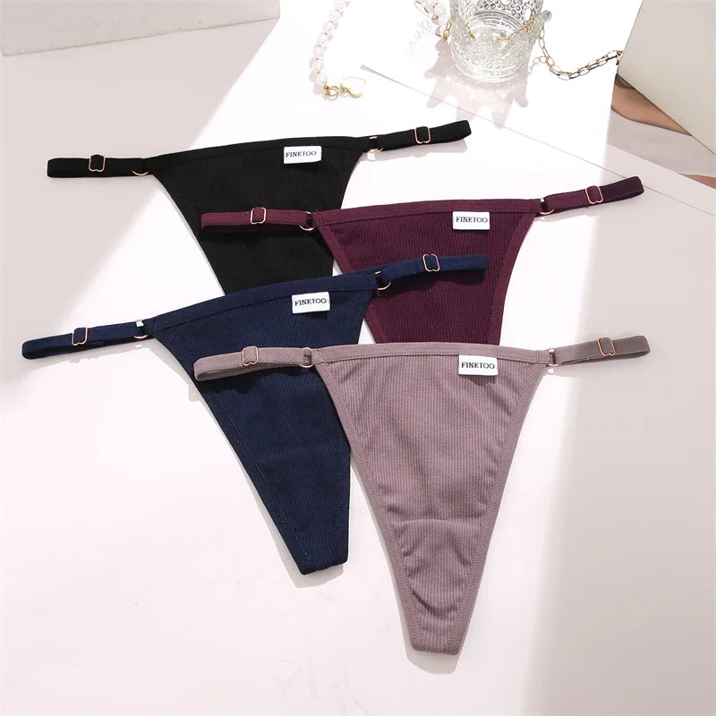 Women's Cotton Thong Set - 3 Pack Low-Rise Bikini Panties