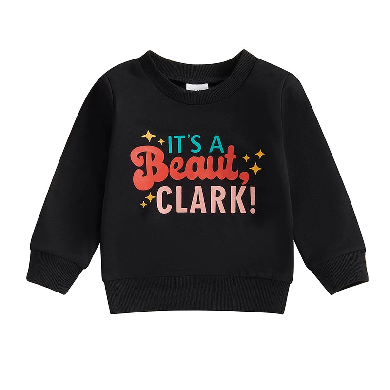 0-3Y Boys Girls Christmas Long Sleeve Round Neck Letter Print Pullover Sweatshirt