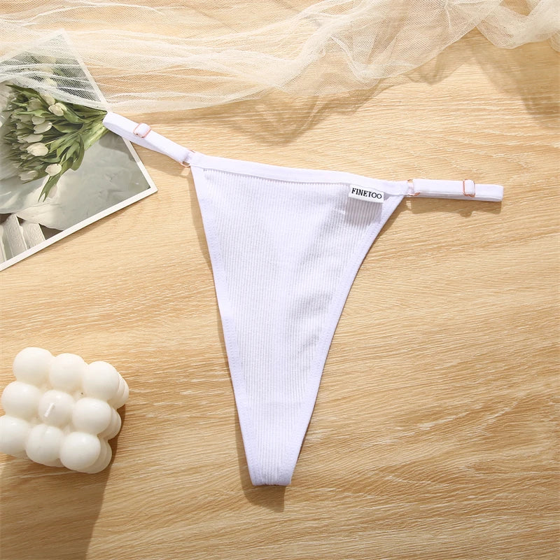 Women's 2PCS/SET Cotton Low Waist Panties Adjustable Waist Thongs Seamless G-String Underwear Lingerie