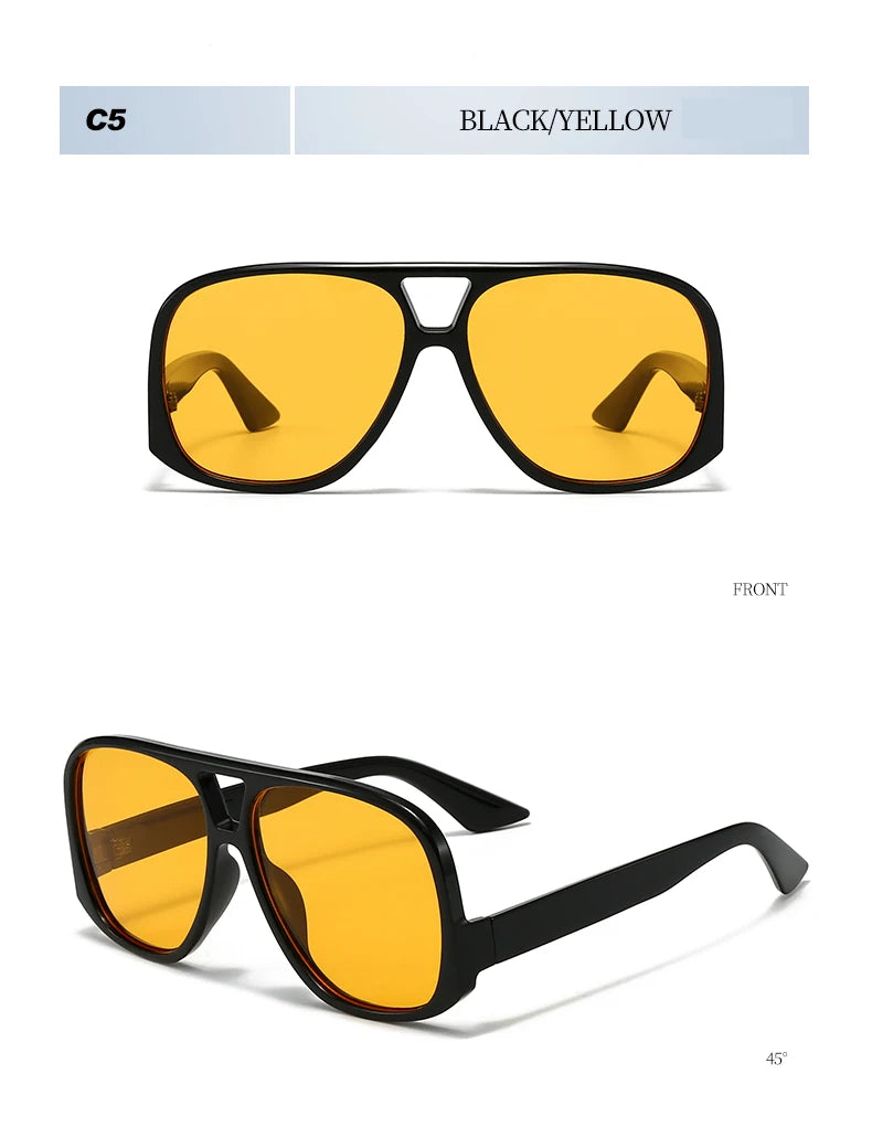 Unisex 1/3pcs Oversized  Double Bridges Sunglasses UV400