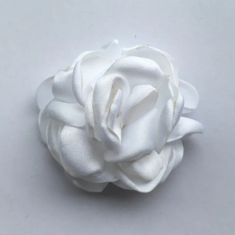 Large Fabric Rose Flower Brooch - 8cm Lapel Pin for Women