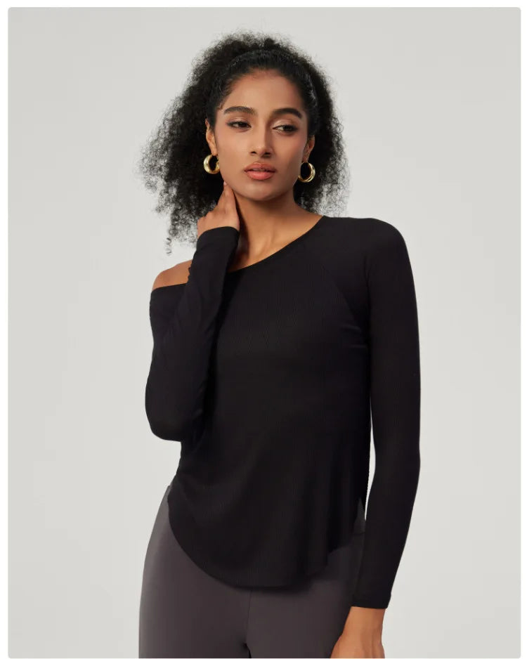 Women's Long Sleeve Yoga Shirt Lightweight Running Top Loose Breathable Quick Dry Gym Blouse Sportswear