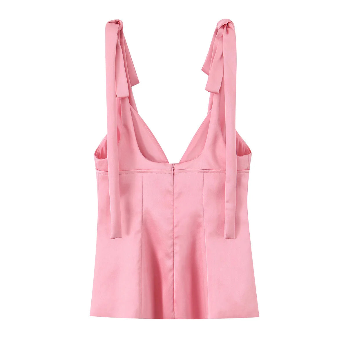 Women's Summer Sleeveless Slim Fit Butterfly Bow Decoration Silk Texture Top