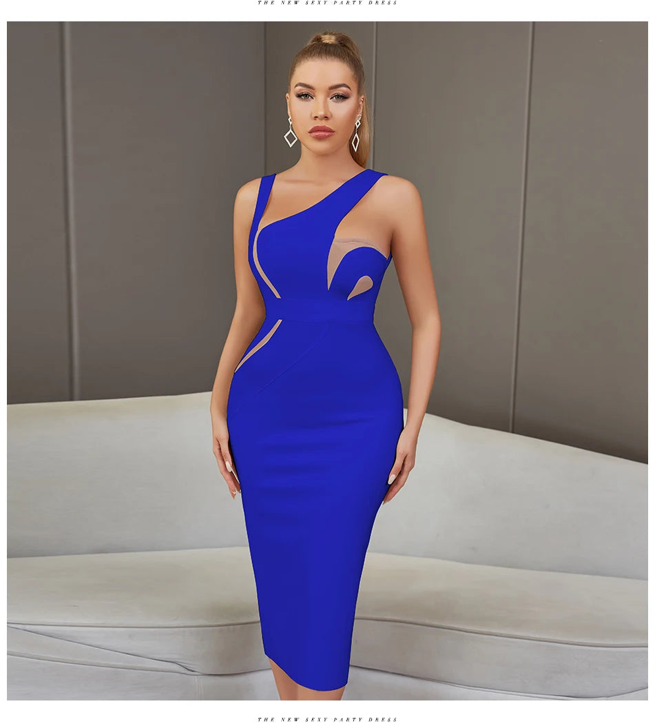 Backless Bandage Midi Dress - Sleeveless Bodycon Party Dress