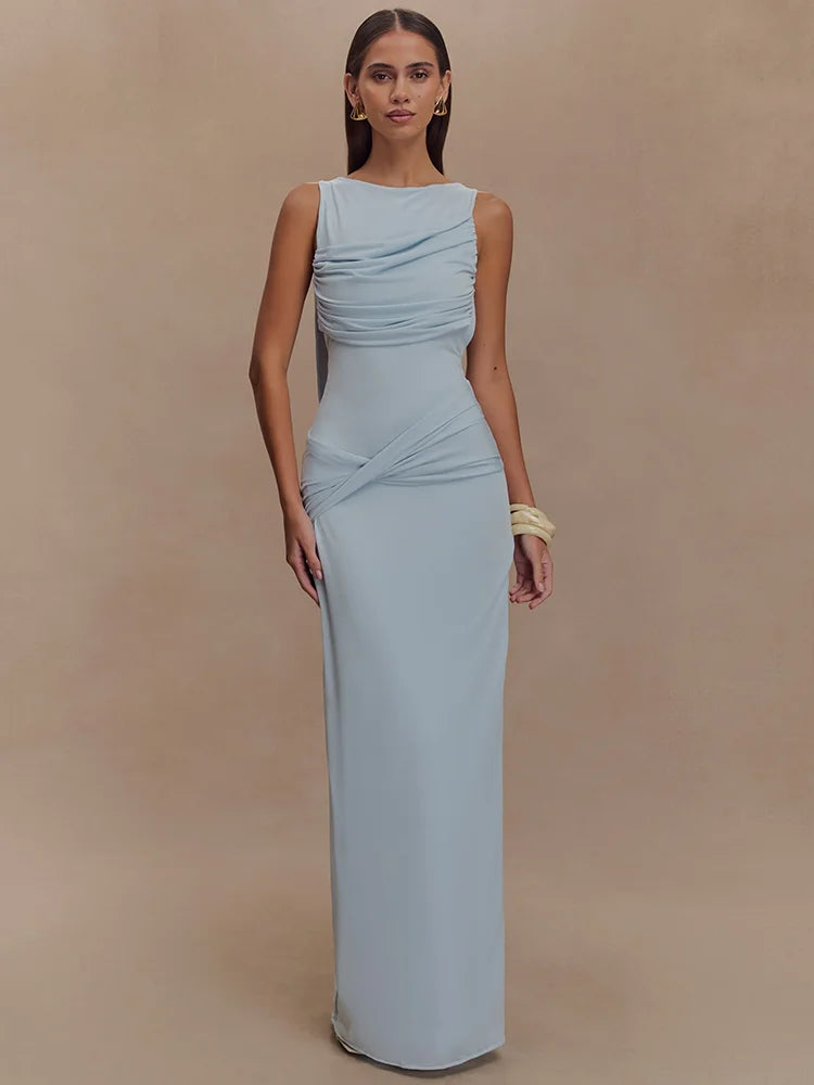 Backless Knit Tank Maxi Dress