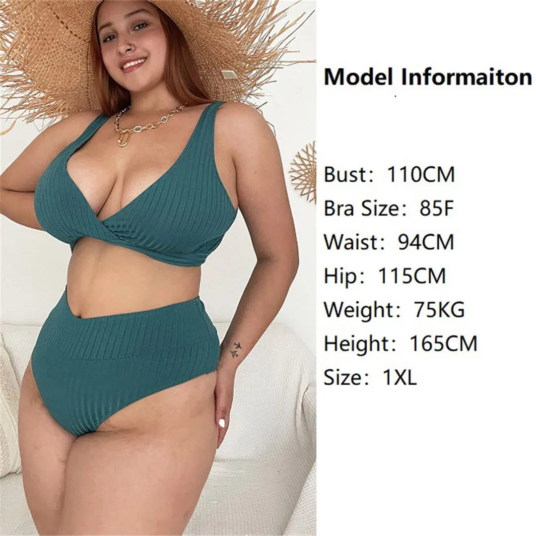 Women's Splicing Bikini Plus Size Swimwear Swimsuit Two-pieces Bikini set