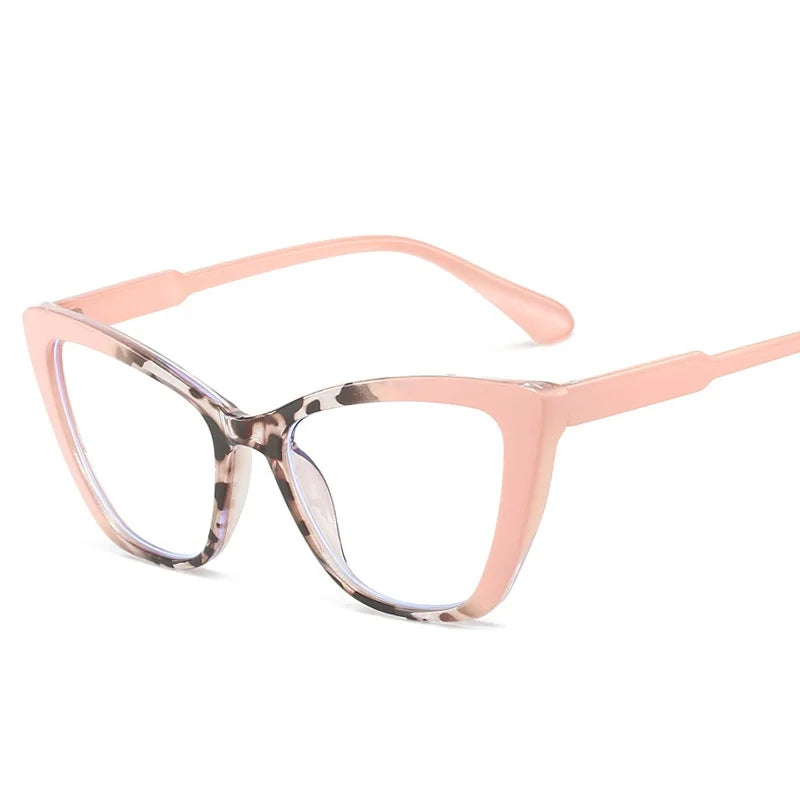 Women's Cat Eye Anti-Blue Light Glasses - Retro Flat Lens Prescription Compatible
