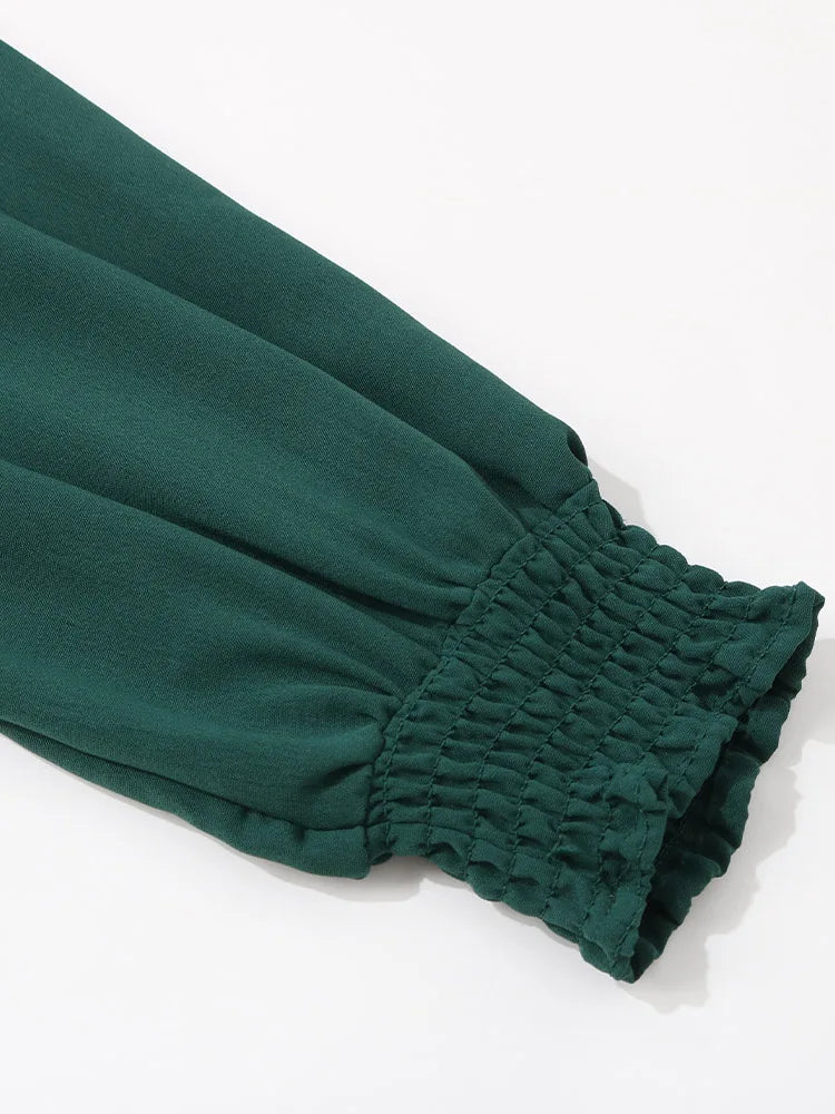 Women's Autumn Winter Elegant V-neck Lace Mid-Length High Waist Dress