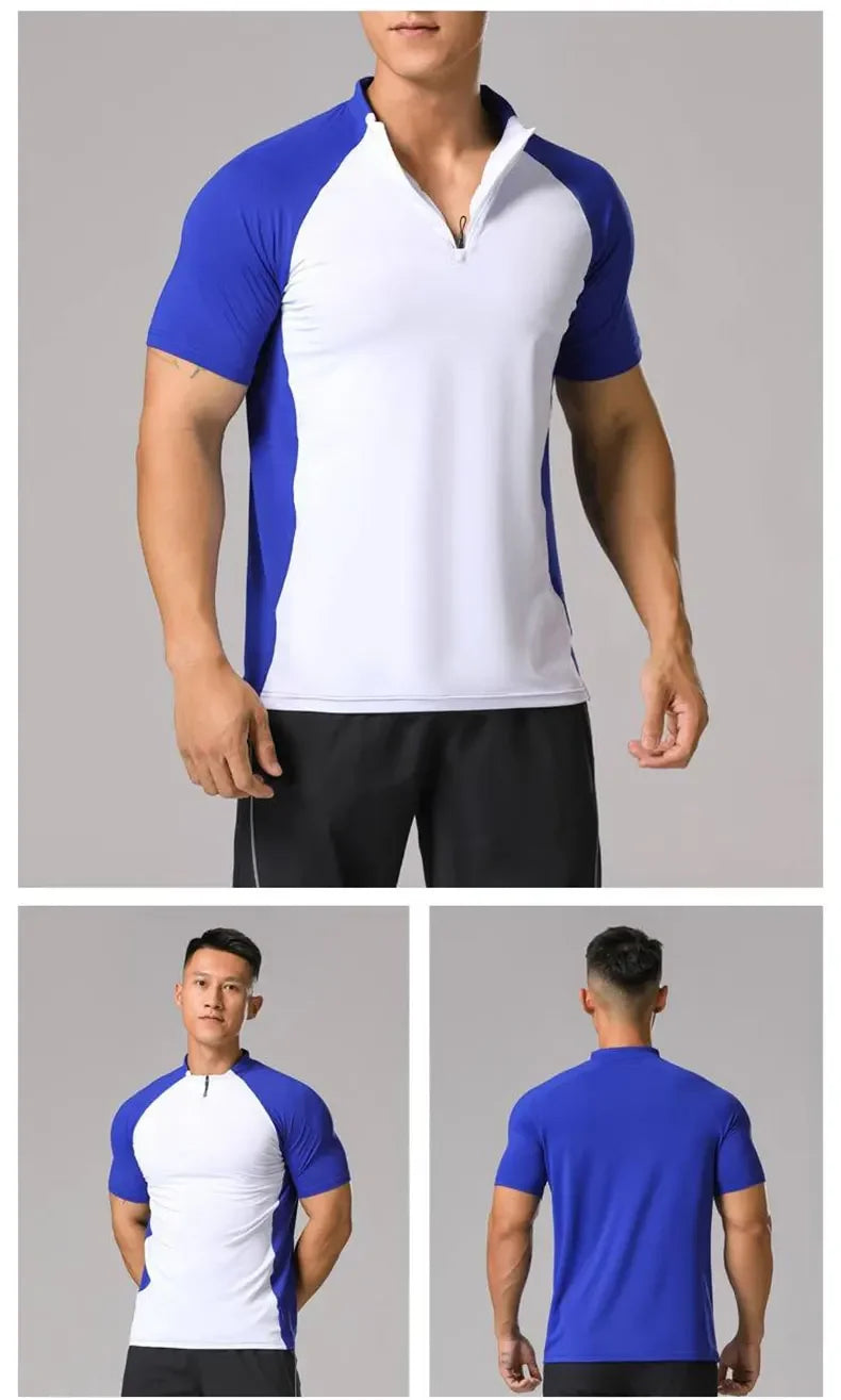 Men's Ice Silk Sweatshirt Elastic Wicking Breathable Tight High Quality Sport Short Sleeves T-shirt
