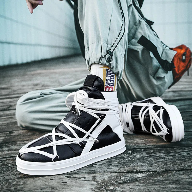 Men's Casual High-top Sports Strap Design Sneakers