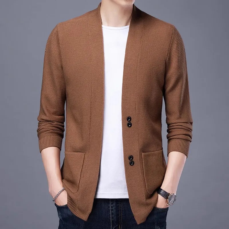Men's V Neck Casual Knit Cardigan Sweater