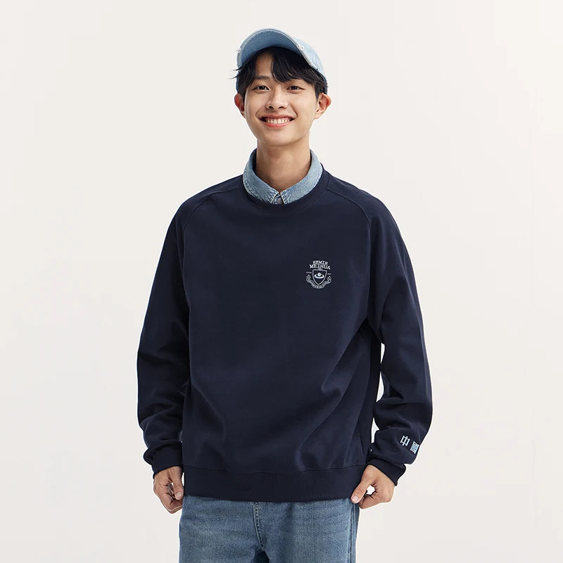 Heavyweight Round Neck Sweatshirt - Premium Solid Color Pullover for Daily Wear