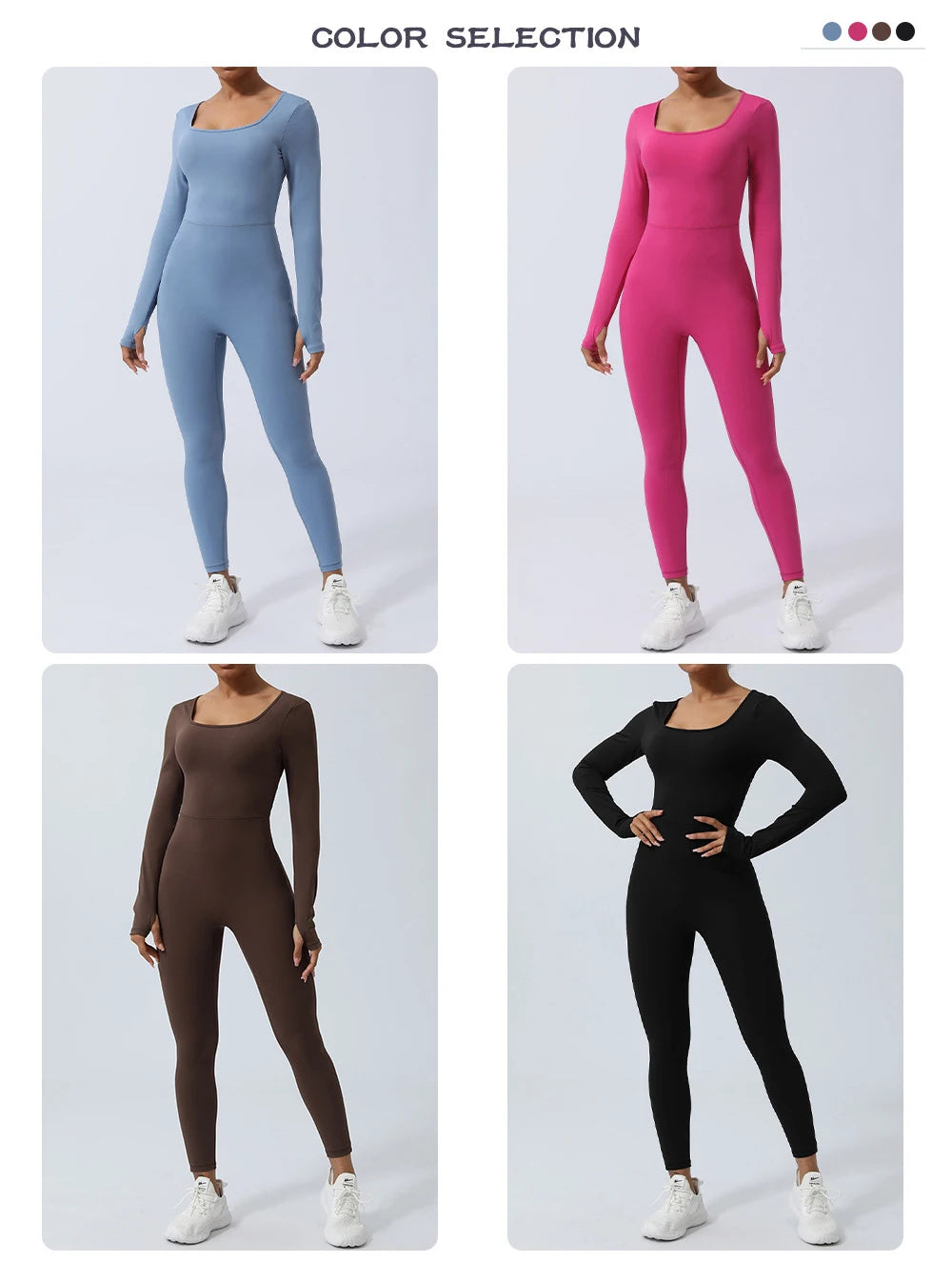 Women's Long Sleeve Gym Jumpsuit - One Piece Yoga Openwork Back Workout Breathable Sportswear