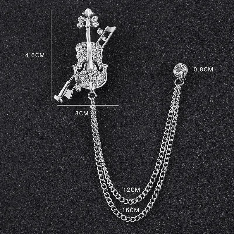 Rhinestone Eagle Brooch - Vintage Airplane Tassel Chain Lapel Pin
