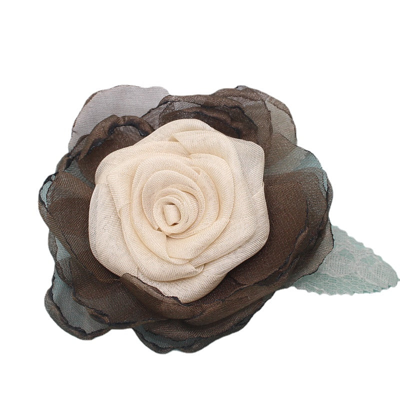 Silk Camellia Flower Brooch Pin - Elegant Corsage for Women