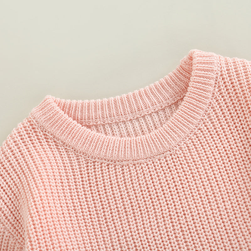 Baby Sweater Romper - Solid Knitted Long Sleeve Pullover Jumpsuit