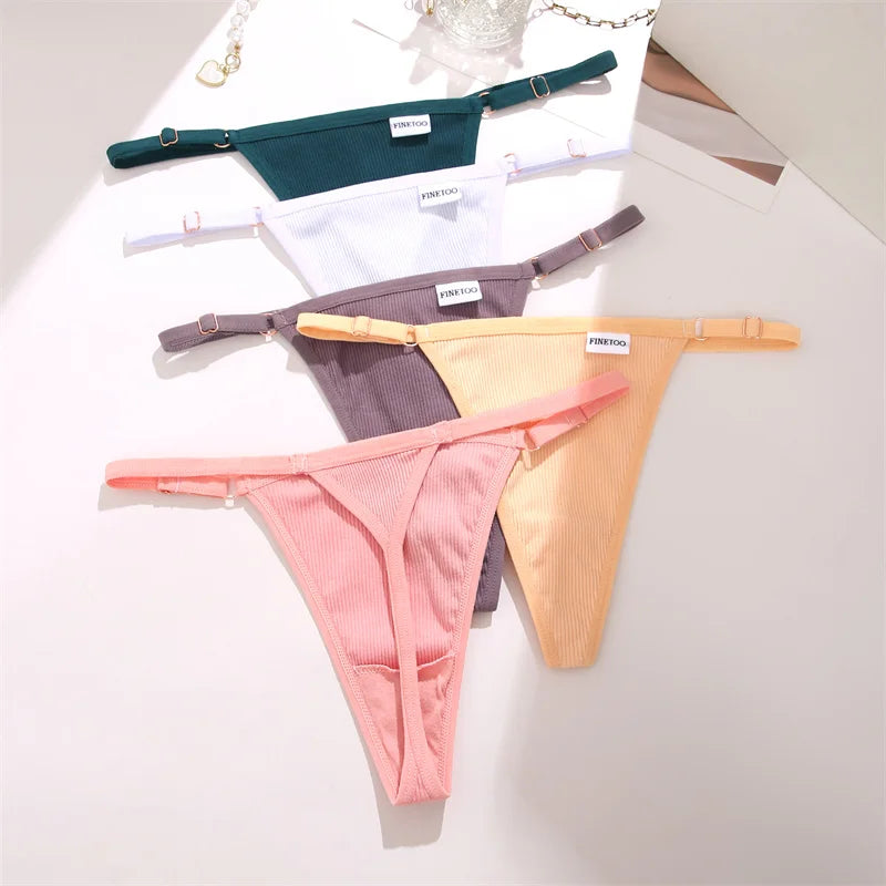 Women's Cotton Thong Set - 3 Pack Low-Rise Bikini Panties