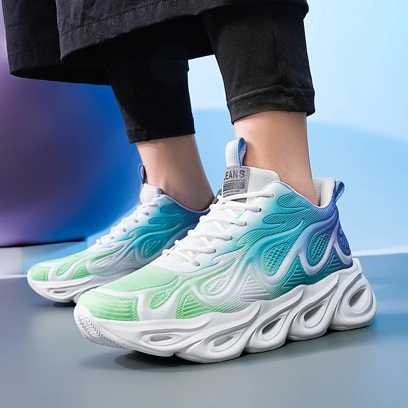 Men's Casual Sneakers Breathable Sports Light Running Tennis Sneaker Lace Up Platform Trainers Shoes