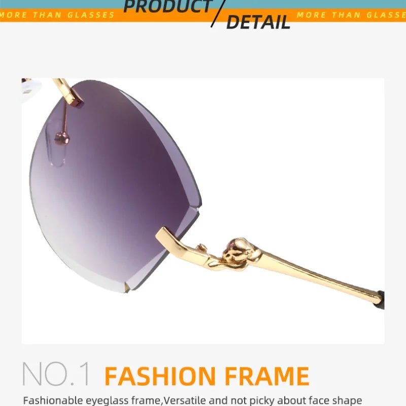 Women's Gradient Frameless Sunglasses - Cut Edge Metal Design