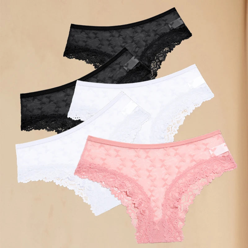 Women's Lace Panties Set - 5 Pack Floral Hollow Out Briefs (S-XL)