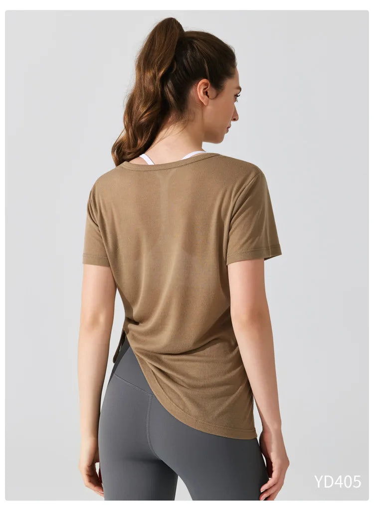 Women's Short Sleeve Yoga T-Shirt - Breathable Quick Dry Workout Top
