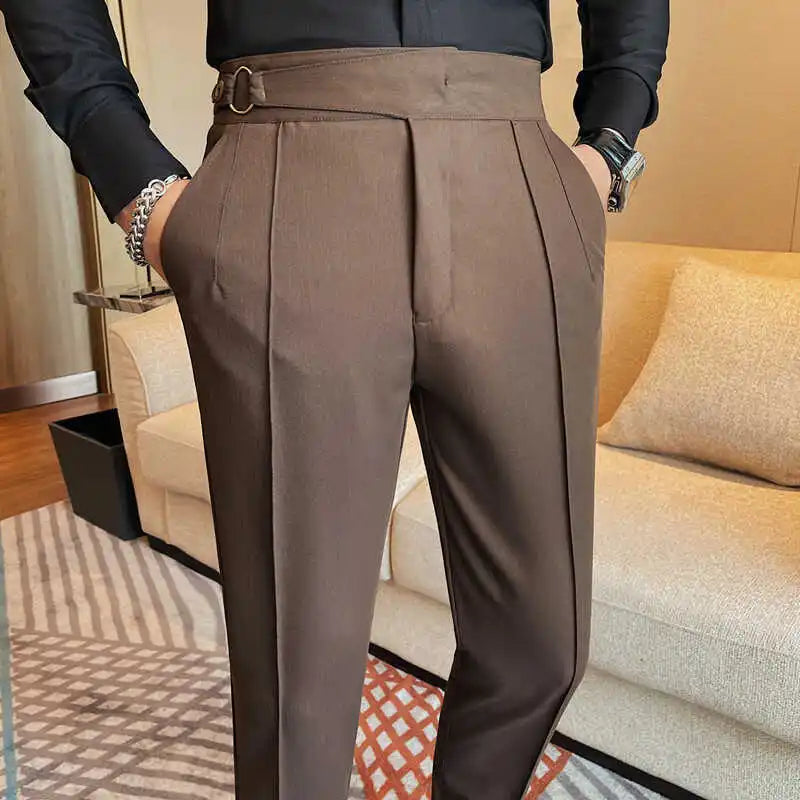 Men's British Style Slim Fit Smart Casual Trousers