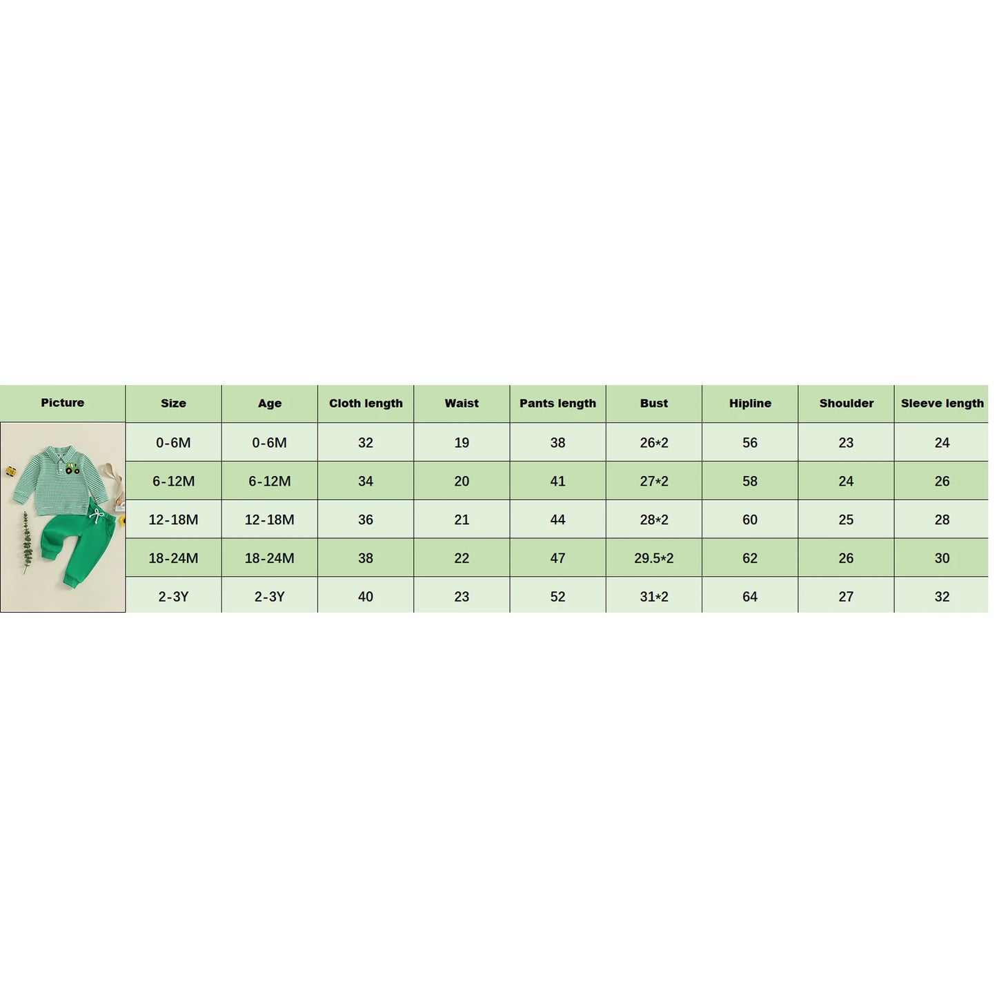 Infant Baby Boys Fall Winter Clothes Set - Long Sleeve Truck Embroidery Striped Top & Elastic Waist Pants