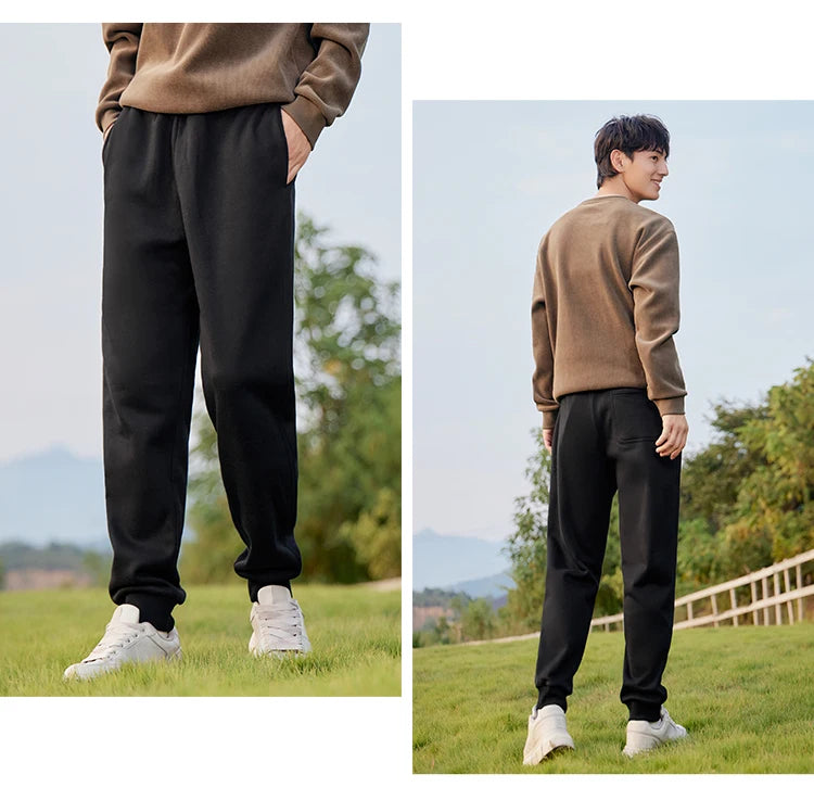 Men's Thermal Fleece Lined Jogger Pants - Antibacterial Loose Fit Winter Sweatpants