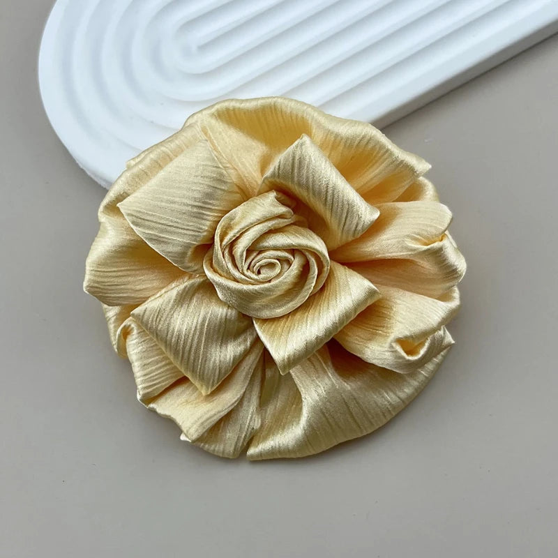 Handmade Fabric Flower Brooch - 11cm Corsage Lapel Pin for Women
