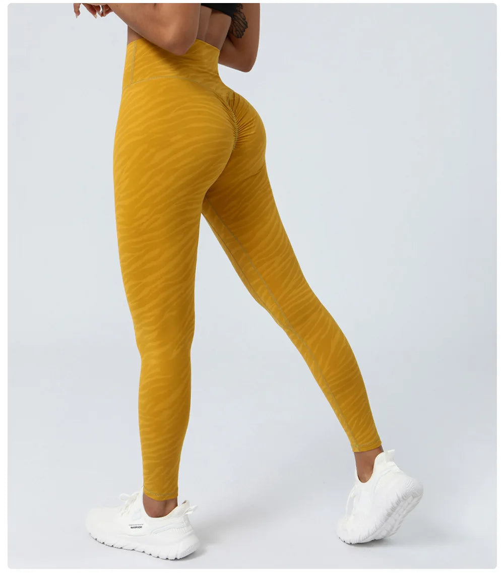Women's High Waist Yoga Pants Buttery Soft Zebra Stripe Printed Sports Leggings Breathable Workout Running Tights Sportswear